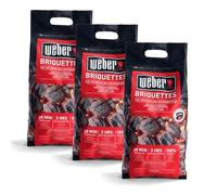 Weber briquettes pour Barbecue (Carton de 12 kg), composé de 3 Paquets de 4 kg, pour Une Braise Longue et constante, Bois 100% Naturel, Produit de l'UE, Issu de Sources durables, certifié FSC