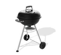 Weber Compact Kettle barbecue à charbon 47 cm, support et roues/BBQ classique, finition émaillée résistante à la rouille, thermomètre, récupérateur de cendres, surface de cuisson 1548 cm², noir