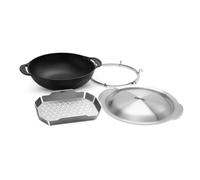 Weber Crafted Wok & Panier Vapeur/Set 2-en-1 en Acier Inoxydable pour saisir et Cuire à la Vapeur des légumes, de la Viande ou du Poisson - Argent (7607)