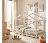 Lit cabane INDIANA 90x190 + sommier / blanc