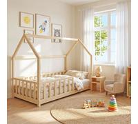WEBER INDUSTRIES Lit cabane Kiwi 90x190 avec sommier et Matelas/Bois Clair