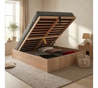 WEBER INDUSTRIES Lit Coffre Bilbao 140x200 cm + sommier/Décor chêne Blanchi