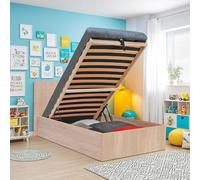 Lit coffre MADRID 90x190 + 1 sommier / Décor Chêne Blanchi