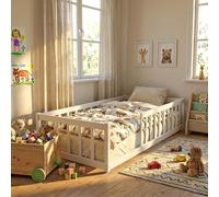 Lit NINO 90x190 + 1 sommier + barrière / Blanc