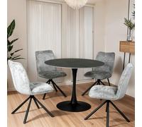 Weber Industries Table à Manger Ronde ISA en Pierre, 4/5personnes, D.110 cm/Noire
