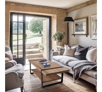 WEBER INDUSTRIES Table Basse Sintra 120x60cm / décor Chêne Blanchi et métal Noir