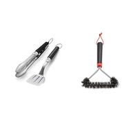 Weber Kit d'ustensiles Premium, Format Compact Accessoires, Noir/Argent & Brosse inox triangulaire, 30 cm