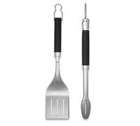 Weber Kit d'ustensiles Premium - Grand, Comprend Une Pince de Barbecue et Une spatule (chacune de 46cm), avec poignées Pratiques, Lavable au Lave-Vaisselle - Argent (6763)