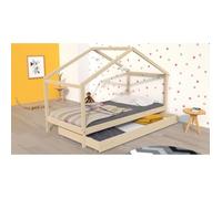 Lit cabane KOALA 90x190 + 1 sommier + 1 Tiroir / Bois clair