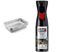 Weber Lot de Barquettes en Aluminium - Lot de 10 Grandes Barquettes de Cuisson en Aluminium, 18x28cm & Spray Nettoyant Anti-Adhérent - Spray Nettoyant pour Barbecue - Accessoire Barbecue 200ml