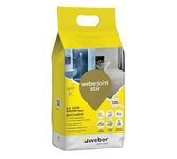 WEBER Mortier joint carrelage décoratif hydrofugé, spécial intérieur et extérieur, largeur 2 à 10mm, 5kg, beige pierre, WEBERJOINT STAR