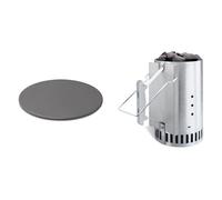 Weber Pierre à Pizza Artisanale - Pierre de Cuisson Vitrifiée pour Barbecue & Cheminée d'Allumage Rapidfire pour Barbecue, 20cm - en Aluminium, Deux Poignées Sécurisées