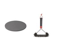 Weber Pierre à Pizza Artisanale - Pierre de Cuisson Vitrifiée pour Barbecue - Pierre à Pizza en Cordiérite - Accessoire Gourmet Barbecue Weber - Rond 36cm - Noir (18412) & 12" Three-Sided Grill Brush