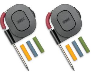 Weber Sonde de température pour viande/Compatible avec les modèles de barbecues et fumoirs iGrill, app Weber Connect, sonde en acier inoxydable résistante à la chaleur, support de rangement (Lot de 2)