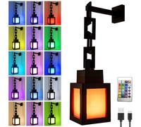 Weciau Veilleuse Murale Pixelated, Lampe Veilleuse avec Télécommande et Variateur d'Intensité, 16 Couleurs, Rechargeable, Lampe de Chevet pour Chambre à Coucher, Camping, Les Joueurs