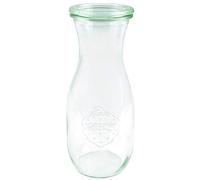 Weck 764 Lot de 6 bouteilles de jus de qualité supérieure en verre avec couvercle en verre résistant à la chaleur Passe au micro-ondes et au four Contours arrondis 500 ml