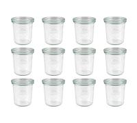 Weck Bocal de moule à bord arrondi Mini, Verre, transparent, 140 ml - Lot de 12