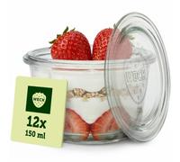 WECK - Bocal en Verre pour Kouglof et Autres Desserts - 110 ml - Lot de 12 | Petites verrines en verre résistant avec couvercle - Pour les conserves, desserts, puddings et petits gâteaux