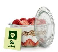 WECK - Bocal en Verre pour Kouglof et Autres Desserts - 220 ml - Lot de 6 | Petites verrines en verre résistant avec couvercle - Pour les conserves, desserts, puddings et petits gâteaux