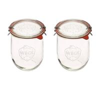 Weck Lot de 2 bocaux en forme de tulipe avec large ouverture pour la mise en conserve et le stockage avec couvercles en verre 1 l