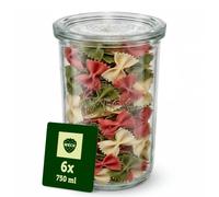Weck Lot de 6 bocaux cylindriques en verre de 1000 ml - Avec couvercle - Pour la conservation, les jus, le stockage hermétique des ingrédients secs