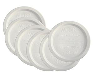 Weck Lot de 6 couvercles en plastique pour bocaux Medium = 80mm blanc