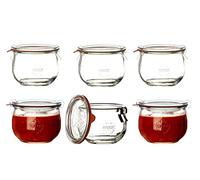 Weck Lot de 6 Pots Tulipe de 580 ML avec Un Couvercle de 100 mm, Le Joint et Les Clips sont Inclus, en Verre, Transparent