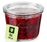 Weck Bocaux en verre Forme chute 370 ml – Lot de 6 avec couvercles empilables robustes