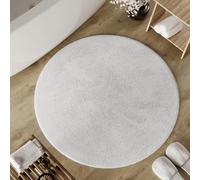 Wecon Home Basics Erik Tapis de bain en coton doux touffeté antidérapant et lavable avec poils doux et aspect clair (80 cm, rond, blanc)