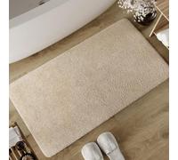 Wecon Home Basics Erik Tapis de bain en coton doux touffeté antidérapant et lavable avec poils doux et aspect clair 60 x 100 cm Beige