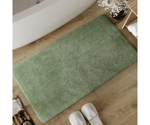 Wecon Home Basics Tapis de bain Erik - Tapis doux en coton tufté - Antidérapant et lavable avec poil doux et aspect net (70 x 120 cm, vert)