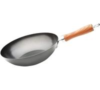 WECOOK! Carbono Wok à Induction 24cm, Antiadhésif Titane QUANTANIUM à 3 Couches sans PFOA, Acier au Carbone, Poignée Imitation Bois, Vitrocéramique, Gaz, Lave-Vaisselle