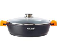 WECOOK Ecochef Casserole Basse, Induction, Couvercle en Verre 24cm, Antiadhésive QUANTANIUMT sans PFOA, Fonte d'Aluminium, Épaisseur 5 mm, Poignées en Silicone, Vitrocéramique, Gaz, Four