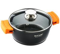 WECOOK! Ecochef Casserole Profonde, Induction, Couvercle en Verre 20cm, Antiadhésive QUANTANIUM Écologique sans PFOA, Fonte d'Aluminium, Épaisseur 5mm, Poignées en Silicone, Vitrocéramique, Four
