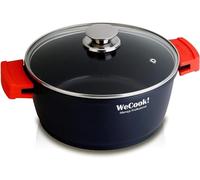 WECOOK! Ecostone Casserole Haute Induction avec Couvercle en Verre 16 cm, Antiadhésif XTRA DUPON Écologique sans PFOA, Aluminium Fondu, 5 mm Épaisseur, Poignées en Silicone, Vitrocéramique, Gaz