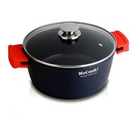 WECOOK! Ecostone Casserole Profonde, Induction, Couvercle en Verre 32cm, Antiadhésive XTRA DUPONT Écologique sans PFOA, Fonte d'Aluminium, Épaisseur 5mm, Poignées en Silicone, Vitrocéramique, Four
