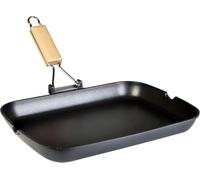 WECOOK! Ecostone Poêle à Griller Induction Lisse, 34 x 24 cm, Antiadhésive ILAG Écologique sans PFOA, Fonte d'Aluminium, Épaisseur 5 mm, Poignée en Bois Pliable, Vitrocéramique, Gaz
