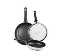 WECOOK! Eterna Lot de 3 poêles en acier inoxydable 18/10 avec revêtement anti-adhésif Quantanium, 20-24-26 cm, induction, sans PFOA, manche ergonomique, passe au lave-vaisselle et tous types de