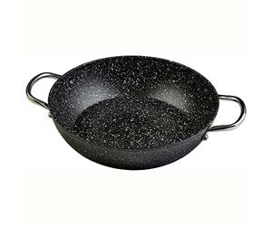 WECOOK! Granite Casserole basse induction complète 20 cm, aluminium forgé 1,5 litre, antiadhésive écologique pierre sans PFOA, poignées acier rivetées, convient à toutes les cuisines, vitrocéramique