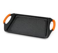 WECOOK! Plaque grill induction, 45 x 25 cm, aluminium moulé, revêtement antiadhésif 5 couches, fond Full Induction, poignées en silicone amovibles, tous feux, four jusqu’à 220 °C