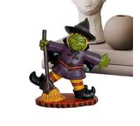 Wectirc Figurine de sorcière d'Halloween | Figurine de sorcière avec balai - Statue de collection en résine pour centre de table, armoire, cheminée, vitrine, maison hantée, réunions de famille