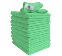 Weddecor Chiffons En Microfibre Verts Pour Ménage Et Nettoyage Voiture - Lot De 10 40x40 Cm | Torchon Cuisine Ultra Doux | Serviettes Microfibre Multi-Surfaces | Lavettes Absorbantes Sans Traces