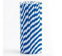 WedDecor Lot de 25 pailles en papier biodégradables, idéales pour boire des cocktails, des boissons froides et de l'alcool, adaptées à toutes les occasions et mariages, Noël, fêtes, bleu et blanc