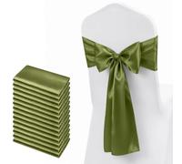 WedDecor Lot de 25 rubans de chaise décoratifs en satin avec nœud pour chaise, 17,8 x 274,3 cm, vert sauge