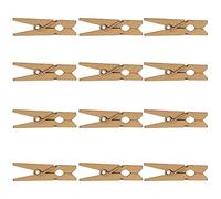 WedDecor Lot de 50 mini pinces à linge en bois dorées de 3,5 cm - Petites pinces à photo, pinces à linge pour décoration murale, étiquettes cadeaux, cartes faites à la main, guirlandes lumineuses et
