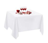 WedDecor Nappe carrée Blanche en Tissu Polyester et Lin Lavable pour intérieur ou extérieur, Cuisine, Salle à Manger, Mariage, Anniversaire, fête, événements - Blanc - 177,8 x 177,8 cm