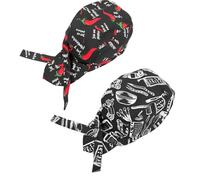 WeddHuis 2 Pièces Toque de Cuisinier Réglable Unisexe, Bandana Noir Respirant pour Cuisine, Restaurant, BBQ et Costume de Fête