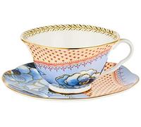 Wedgewood Wedgwood Ensemble Tasse à thé et Soucoupe Motif Papillon Papillon, Fleur, Tasse à thé et Soucoupe, lot Bleu, Pivoine. Pivoine Bleue.
