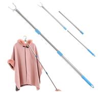 Wedhapy Poteau de crochet à vêtements rétractable en acier inoxydable de 51, 5 pouces, tige séchage placard robuste avec poignée antidérapante en forme fourche en U