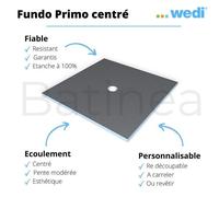 Wedi-Receveur Fundo Primo carré, écoulement centré 900x900x40 mm Réf. 07-37-35 170
